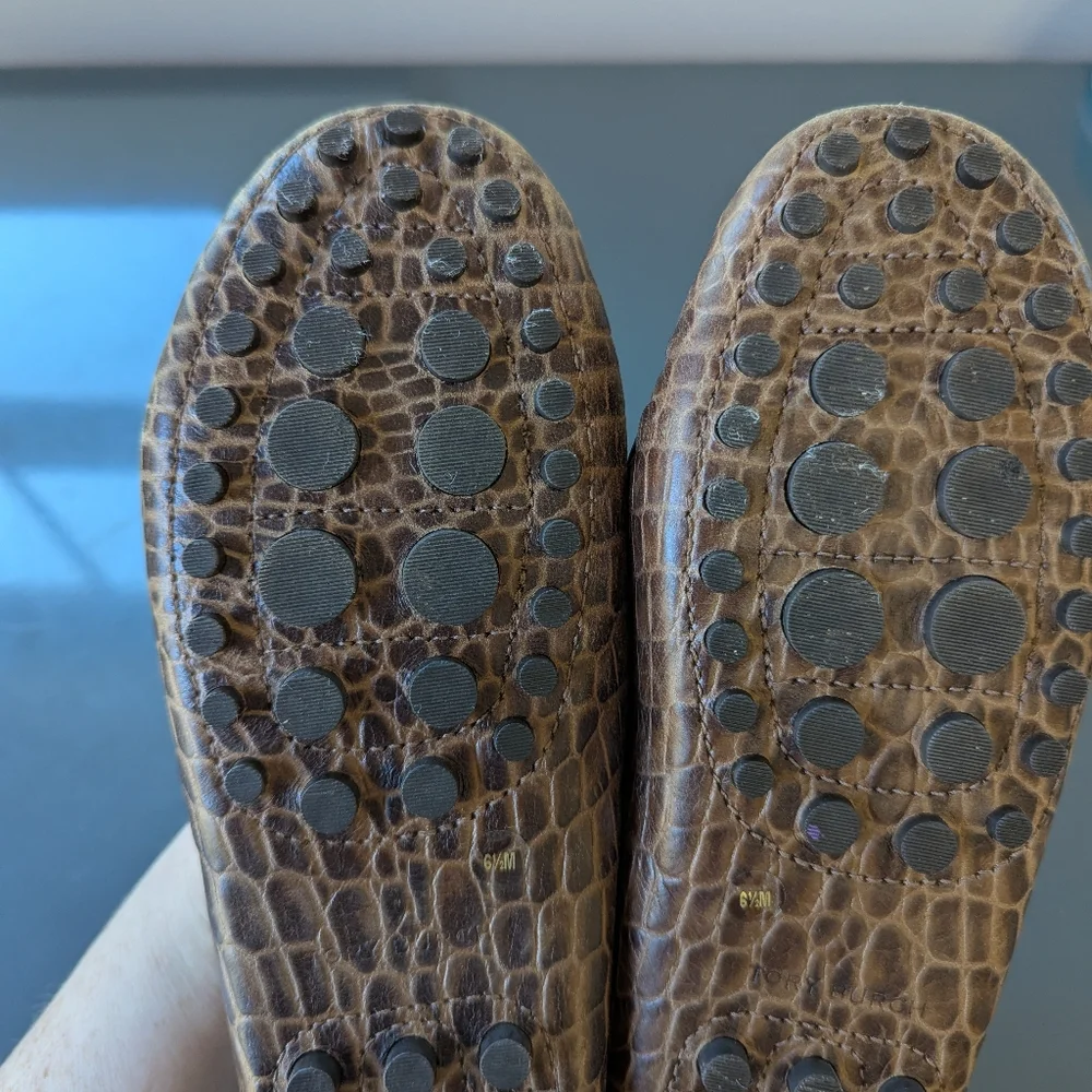 Tory Burch Kendrick Brown Croc Leather Driving‎ Loafers 6.5